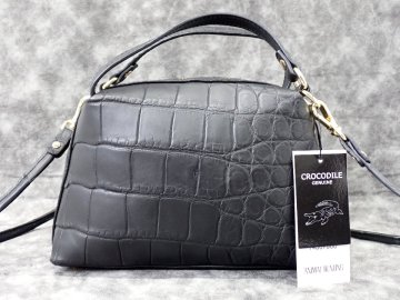 総クロコダイル！定価45萬円 新品 新品 ヘンローン ブラック マット 2WAY ショルダーバッグ ハンドバッグ クロコ 2312