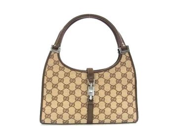 1円 ■極美品■ GUCCI グッチ 01721 ジャッキー GG柄 GGキャンバス×レザー ハンドバッグ ショルダーバッグ 肩掛け ブラウン系 GB1421