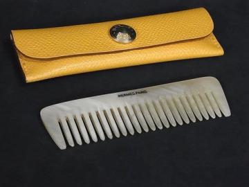 1円 ■美品■ HERMES エルメス バッファローホーン ケース付き コーム くし 櫛 ヘアセット レディース ベージュ系 BM7994