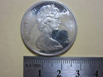 ６，カナダ　５０CENT銀貨　１９６７年　１１，９ｇ