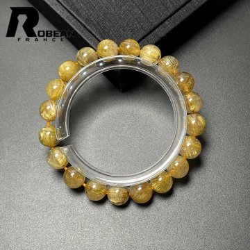 上級 EU製 定価11万円★ROBEAN・極!極満針ルチルクォーツ★ブレスレット パワーストーン 天然石 綺麗 金運 お守り 9.3-9.8mm M0617558