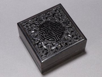 【安】清時代 珍木紫檀透かし彫り 五福臨門紋香合 極細工 古置物 古擺件 中国古美術 古美味 時代物 古董品 232