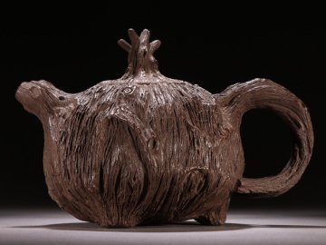 【安】清時代 陳鳴遠製 倣生型茶壺 宜興紫砂 常滑 朱泥急須 煎茶道具 茶壷 古美味 古董品 時代物 241