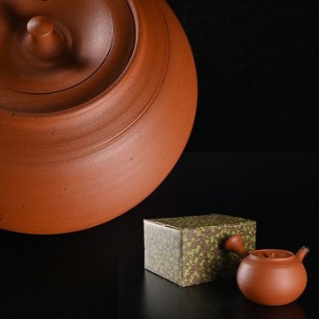 【加】358e 常滑焼 四代 山田絵夢 作 朱泥 急須 / 煎茶道具