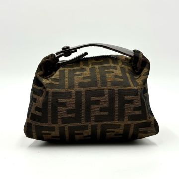 1円/美品●FENDI フェンディ ズッカ柄 ゴールド金具 バニティバッグ アクセサリーポーチ ハンドバッグ