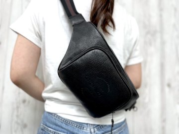 極美品 COACH コーチ ボディバッグ ウエストポーチ バッグ レザー 黒 メンズ 87061Y
