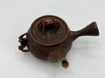 ay1410060/常滑作家 煎茶道具 蟹摘宝瓶急須 蟹蓋 茶道具 古美術品 急須 茶器