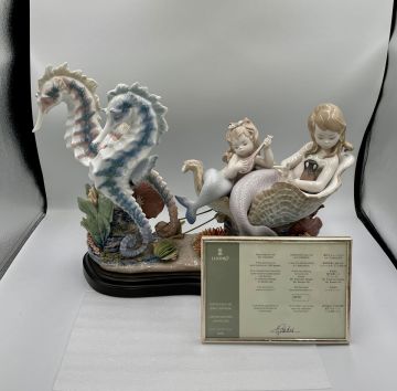 1円〜③ 美品 激レア 限定品 LLADRO リヤドロ 限定1000 470/1000 リヤドロ 海のイリュージョン 置物 西洋陶磁 磁器人形 #8260 台座証明書付