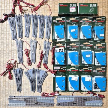 大量セット 28点 Nゲージ KATO カトー 電動ポイント 14点 複線片渡りポイント4番他　ポイントスイッチ 14点 未使用・使用浅め 60s25-1027-3