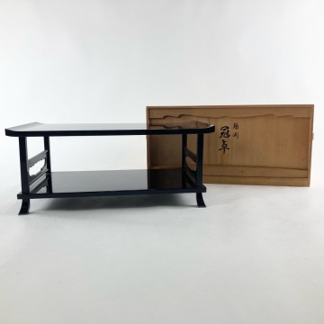 1円〜 石井孝昌作 黒塗錫金具細工 冠卓 錫渕 共箱 木製漆器 漆器 3849260