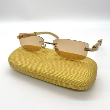1円〜　【極美品/希少/激レア】 Cartier カルティエ　サングラス　ウッドテンプル　リムレス　フランス製　型番818616 53□18-140 