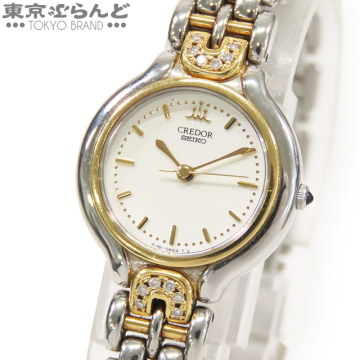 101793857 1円 セイコー SEIKO クレドール GSAS990 4J81-0A90 シルバー SS YG ダイヤモンド コンビ 腕時計 レディース クォーツ