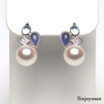 真珠屋さん 可愛い爽やかデザイン【ホワイトピンク】最高の色！8.1mm アコヤ真珠 美しい貴石 K14WGピアス 伊勢志摩産特選パール 新品