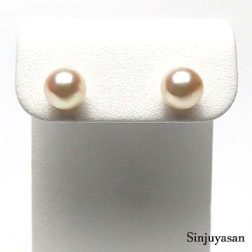 真珠屋さん 冠婚祝祭に【ホワイトピンク】最高の色！6.5mm アコヤ本真珠 K18ピアス 伊勢志摩産パール 18金 卒入学 新品