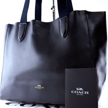 1円〜《 未使用級 》コーチ COACH トートバッグ ブリーフケース ビジネスバッグ レザー 肩掛け 大容量 ネイビー系 メンズ