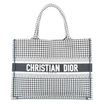 200572★1円スタート★Christian Dior クリスチャンディオール 極美品 ブックトート 千鳥格子 トートバッグ キャンバス