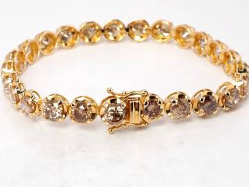 【6039M】鑑別書付 13.7ct! K14 テニスブレス 天然ダイヤモンド 13.70ct/12.8g フルエタニティ ブレスレット
