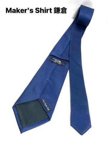 美品 Maker's Shirt 鎌倉 メーカーズシャツ ネクタイ ブルー系 無地 ソリッド プレーン 日本製 送料185円（追跡付）〜　