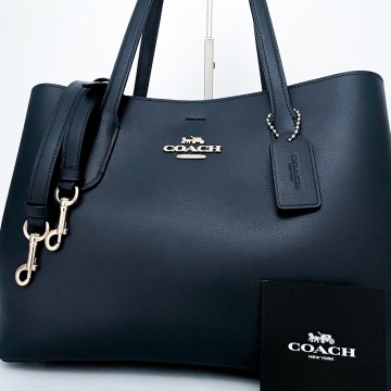 1円■未使用級■型崩れ無し■COACH コーチ 2way 自立 トートバッグ ビジネス ブリーフケース 大容量 A4 メンズ レディース レザー ネイビー