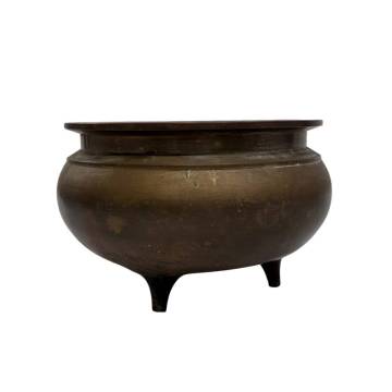 真鍮 火鉢 金属工芸 アンティーク H8cm&times;直径11.5cm 【中古】 12506K239
