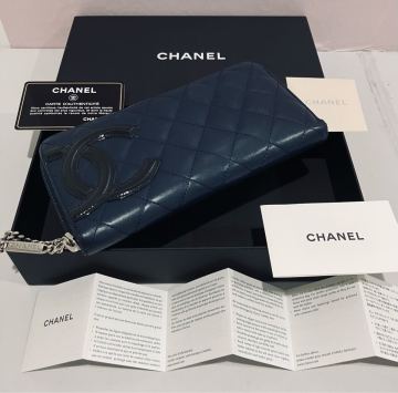 CHANEL 極上美品 カンボンライン レザー 長財布 ジッピー・ウォレット シャネル ラウンドファスナー 財布 箱 Gカード 保存袋 小冊子 等付属