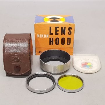 43mm 日本光学 NIKON LENS HOOD NIPPON KOGAKU レンズフード 5cm 1.4 50mm等 NIKKOR Leica ライカ 元箱入 アダプター 革ケース付 Z7895