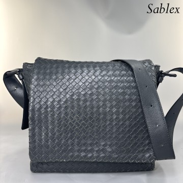 1円【極美品】BOTTEGAVENETA ボッテガ・ヴェネタ バッグ メンズ レディース ショルダーバッグ イントレチャート レザー グレー