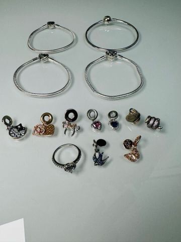 1円　14点まとめ　Pandoraなど アクセサリー ブレスレット 指輪 リング ジュエリー　チャーム　S925 シルバー　レディース　メンズ　