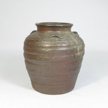 【B0091】古備前 室町時代 三耳 種壺 肩に窯印あり
