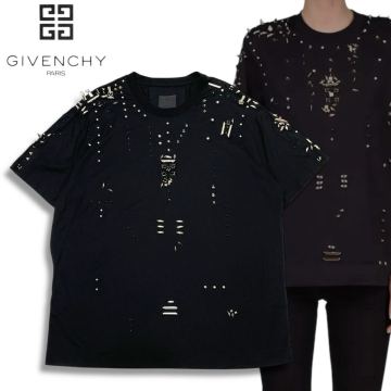 1 国内正規品 GIVENCHY ジバンシィ BM71623Y6B Spike Stud embellished T-shirt 半袖コットン スタッズ ロゴ Tシャツ ブラック メンズ XL