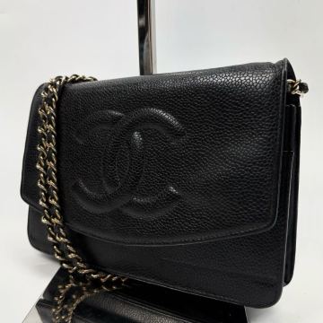 ★1円〜★ CHANEL シャネル デカココマーク ロゴ チェーン ショルダーバッグ チェーンウォレット 財布 ヴィンテージ キャビアスキン