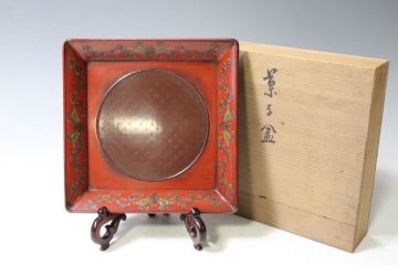 【英】B105 時代 存星盆 中国美術 朝鮮 漆器 漆芸 菓子盆 角盆 骨董品 美術品 古美術 時代品