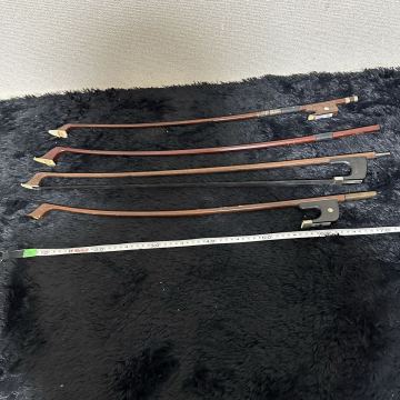工房引き上げ 1円スタート コントラバス用 弓 まとめ 4本 弦楽器 ウッドベース 木製 1円~