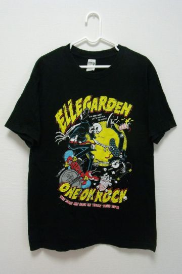 sizeL ワンオクロック ONE OK ROCK エルレガーデン ELLE GARDEN コラボ2018年ライブツアー 半袖Tシャツ黒 バンドTeeグッズ フェスfesfcdvd