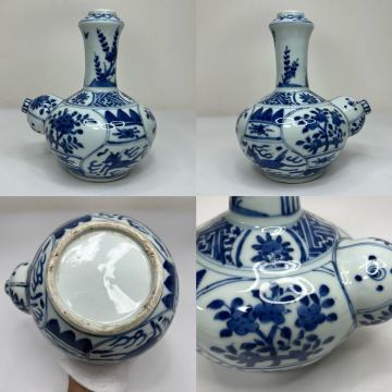 RR-中国古美術 時代物 古染付 花瓶？花草図 水注 唐物 陶磁器 中国古玩 骨董品