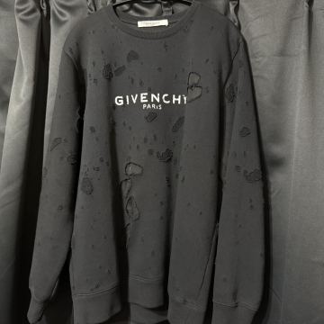 ★ 1円 ★ GIVENCHY ジバンシイ ジバンシィ スウェット トレーナー シャツ Tシャツ バッグ デストロイ ピアス パーカー 黒 ブラック 長袖
