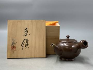 8＃G/60302　常滑焼 沢田昭邨 朱泥急須 共箱 茶注 煎茶器 煎茶道具 茶道具　60サイズ