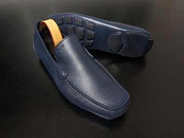 使用僅か フェラガモ 6.5EE Ferragamo シボレザー 濃紺 ドライビングスリッポン ローファー 571