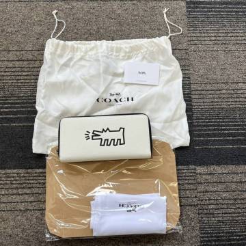 【TK0802】コーチ キースヘリング COACH コラボ F87107 長財布 ホワイト 白 保存袋付き