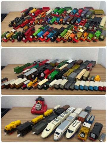 □アンティーク感溢れるブリキの機関車トーマス＆プラレールセット!! おもちゃおまとめ約130台 新幹線 プラレール一式 【4196YO】 H9