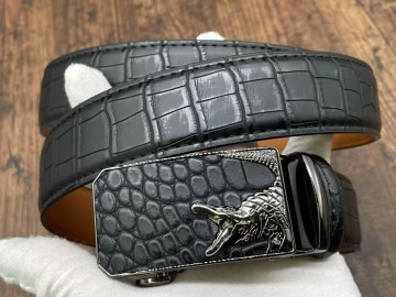 1円 オートロック式ベルト 高級牛革 ベルト新品 紳士用 レザーベルト 本革 男性用 未使用 ブラック黒 125cm 幅3.5cm 実物写真