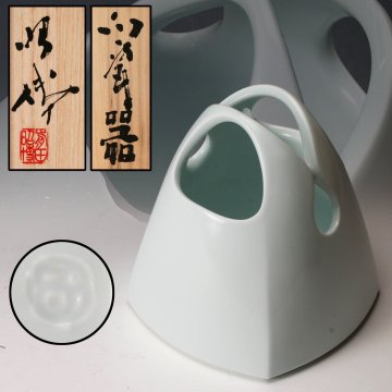 【佳香】人間国宝 前田昭博 白瓷器 花器 共箱 本物保証