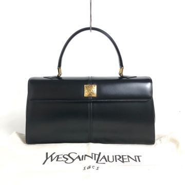 【未使用保管品】●7F271/Yves Saint Laurent イブサンローラン/ハンドバッグ/レザー/フォーマル/ブラック/黒