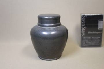 【凛】 ☆美名堂造　古錫　唐物　茶心壺　茶入　茶壺　303ｇ　煎茶道具☆