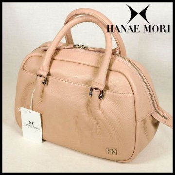 新品 定価35,200円 HANAE MORI ハナエモリ(森英恵) ミニボストン 牛革製 ピンク イストレ ハンドバッグ 手提げ 日本製 レディース【4507】