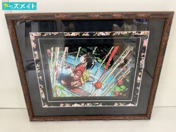 【額縁傷有り/箱穴有り/同梱不可/現状】アールビバン 版画 カントク 漆版 おりひめ 作品番号 17/40 L/ ミクスドメディア