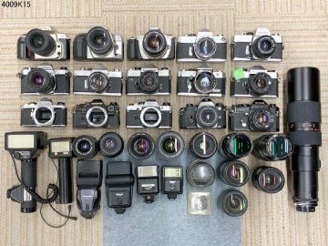 一眼レフカメラ ボディ レンズ ストロボ 大量 おまとめ セット CANON/NIKON/OLYMPUS/PENTAX/MINOLTA/FUJICA/RICOH/SIGMA etc.. 4009K15.