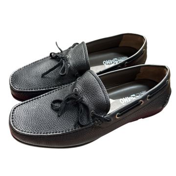【1円スタート】フェラガモ Ferragamo 9 約27cm スリッポン デッキシューズ メンズ ブラック 