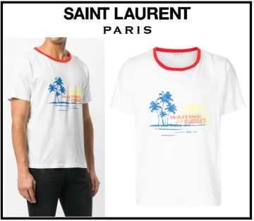 9万新品◆XL◆【サンローラン】フランス製リンガーコットンTシャツWAITIMG for SUNSET(株)ケリング