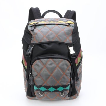 1円■極美品■プラダ■テスート ナイロン レザー リュックサック リュック バックパック バッグ ブラック グレーA4 メンズ MMM BP16-7